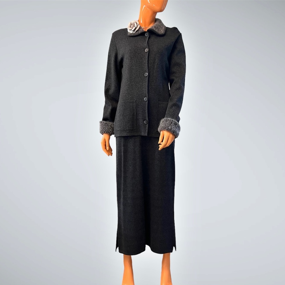 MAGLIFICIO BELVEDERE Mohair and Merino Wool Maxi Skirt Suit Set